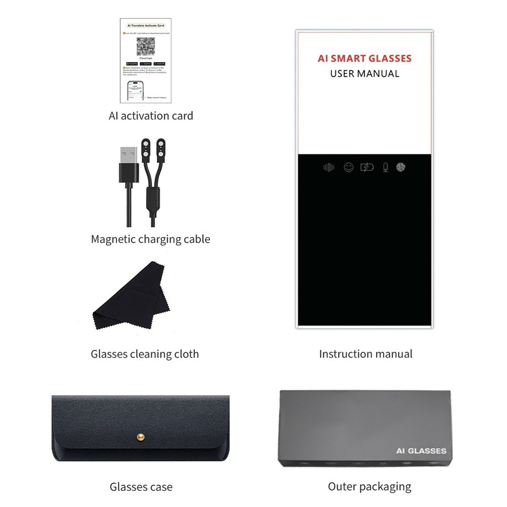 AI Translator Smart Glasses Touch Control Open-ear Bluetooth Headset Headphone