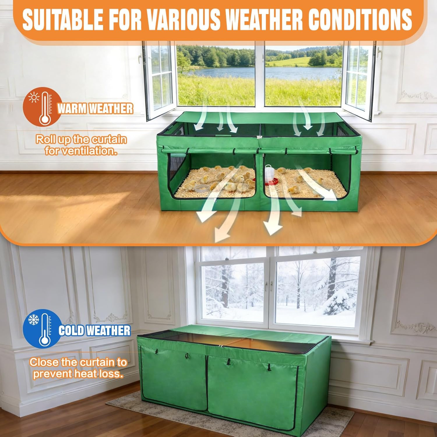 Brooder Box for Chicks, Chicken Run Large Chick Starter Kit Portable Brooding Pe