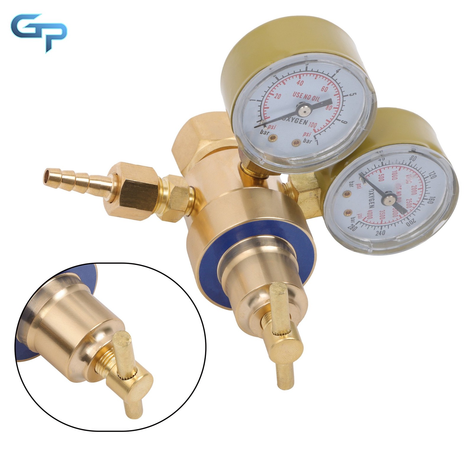 Professional Welding Oxygen Regulator, 2" Gauge Brass Design, CGA540 Fitting