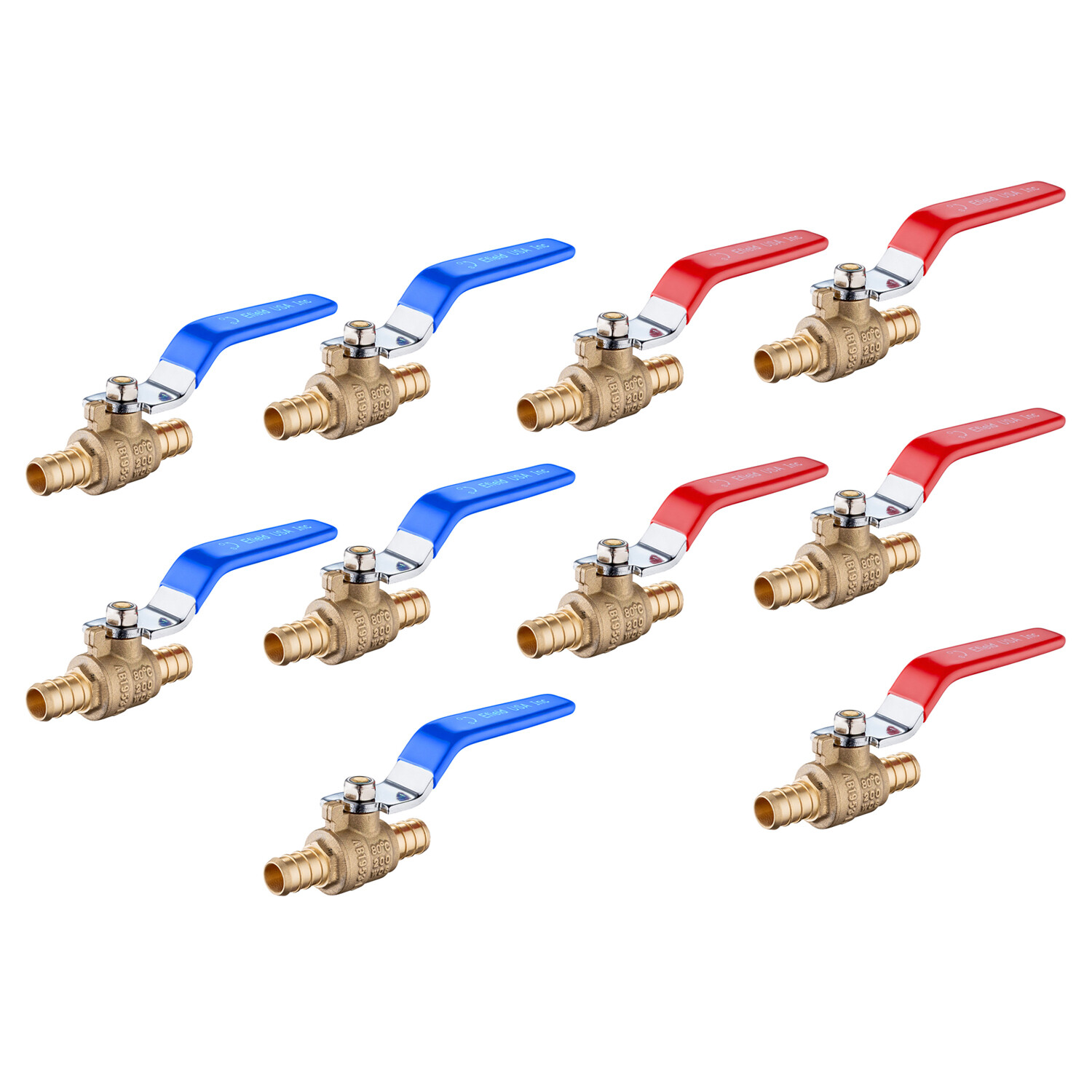 EFIELD 10 PCS 1/2" PEX FULL PORT SHUT OFF  BALL VALVE HOT  &COLD, NO LEAD BRASS