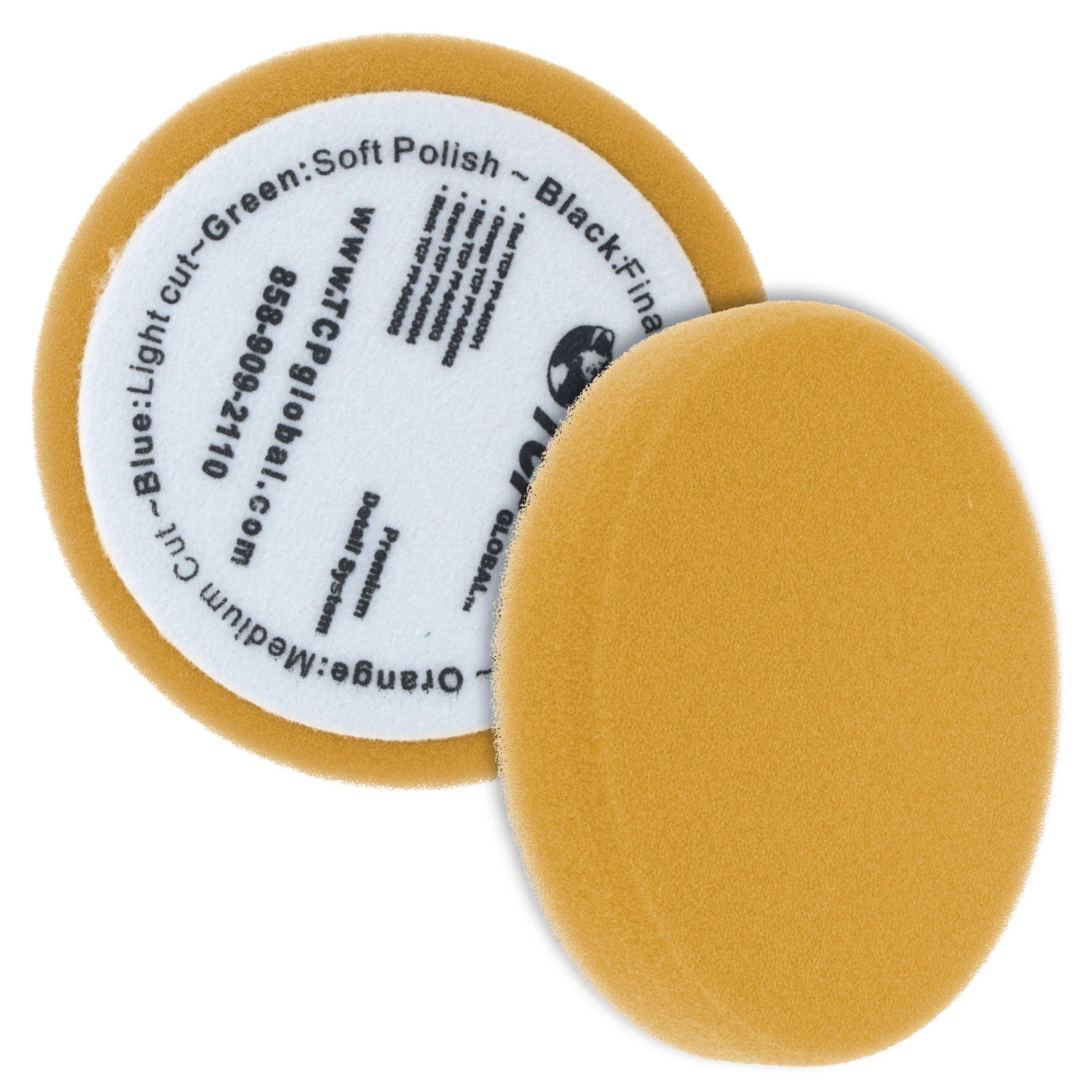 6.5" Orange Flat Medium Cut Grip Foam Polish Buff Pad DA Hook & Loop Car Detail