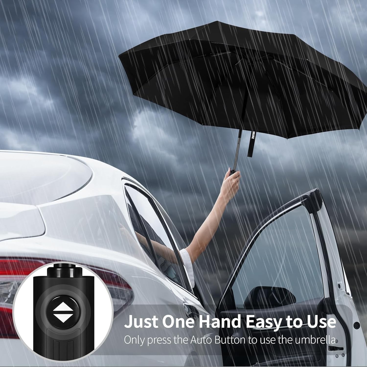 Yoobure Windproof Travel Umbrella - Automatic Umbrellas for Rain, Compact Foldin