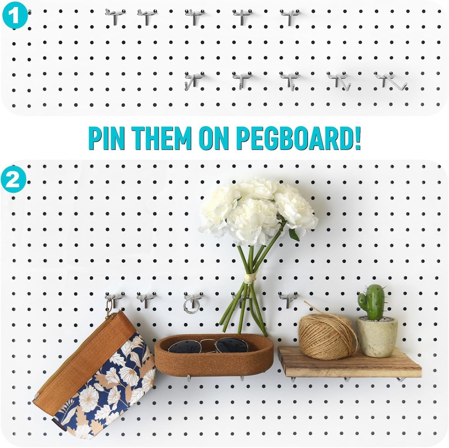 Pegboard Hooks Accessories - 62pcs 2/4/6 Inch Metal Peg Board Tool Hangers, F...