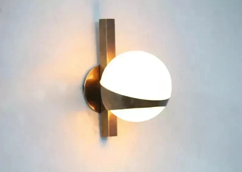 1 Light globe Wall Mid Century Raw Brass Sputnik chandelier light Fixture