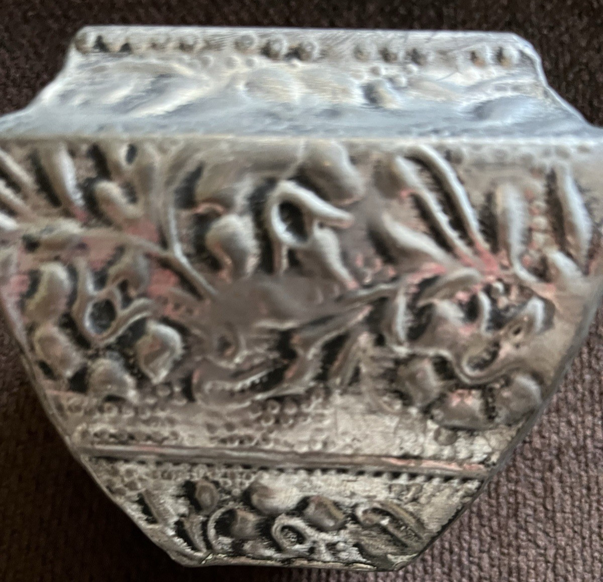 India Metal Vase Small Embossed
