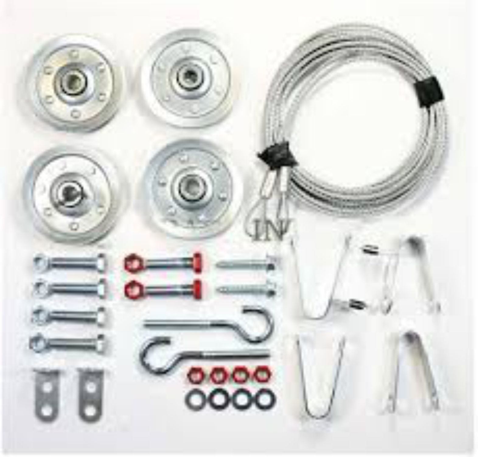 Garage Door Extension Spring Safety Cable Containment Kit with Pulleys / Sheaves