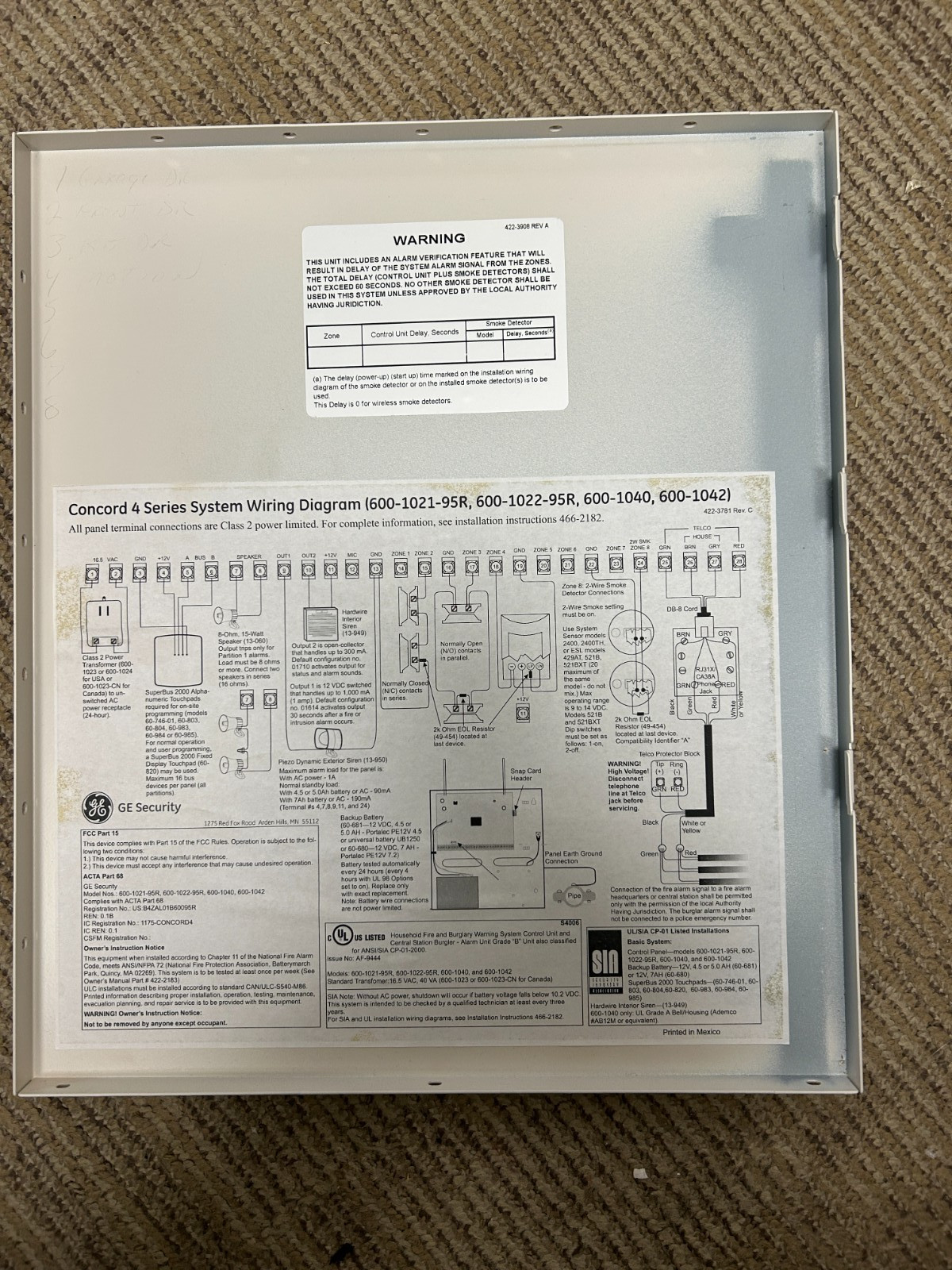 GE Concord 4 Security Panel (600-1021-95R)