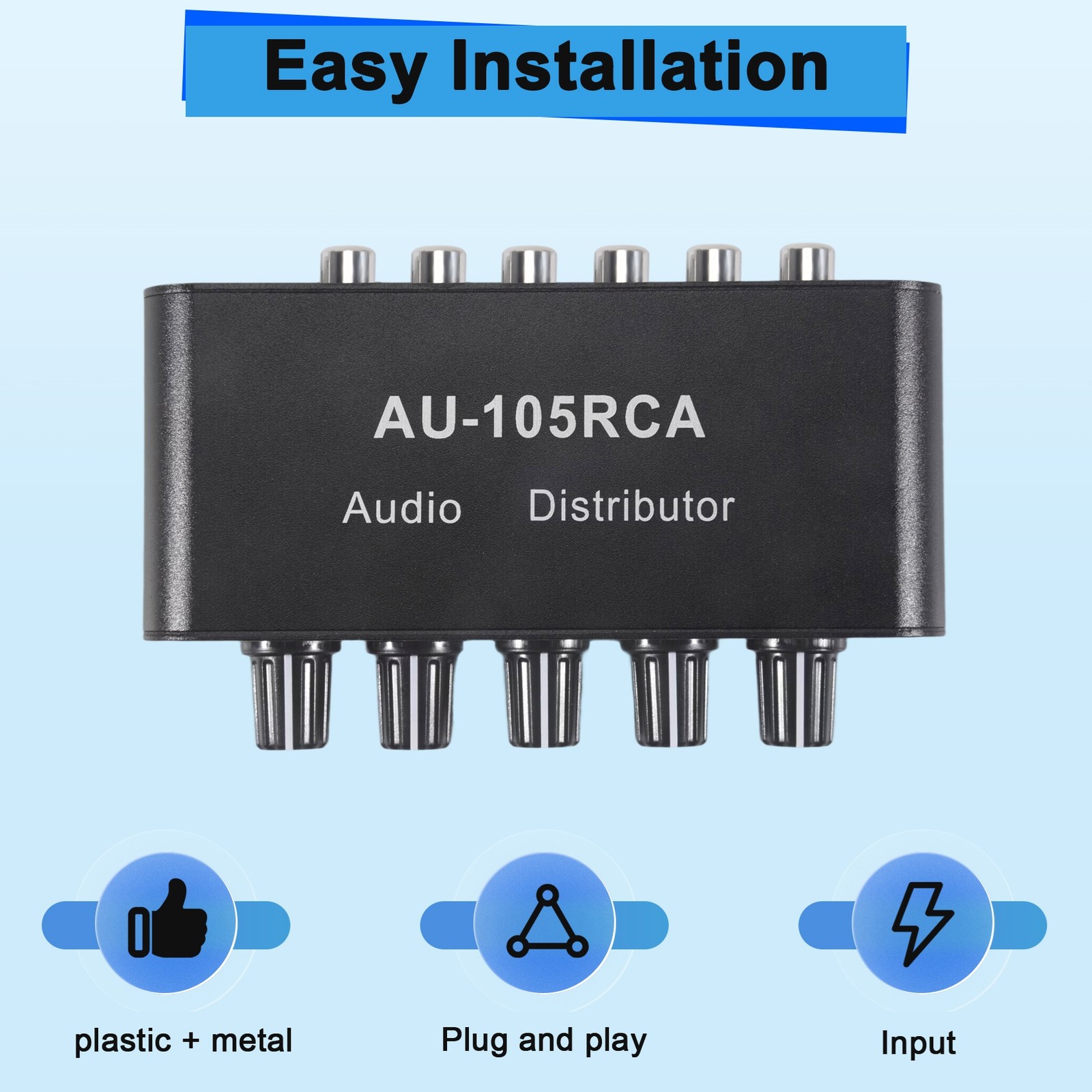 5CH Audio Distributor Stereo Audio Mixer 1 Input 5 Output Splitter for 8441