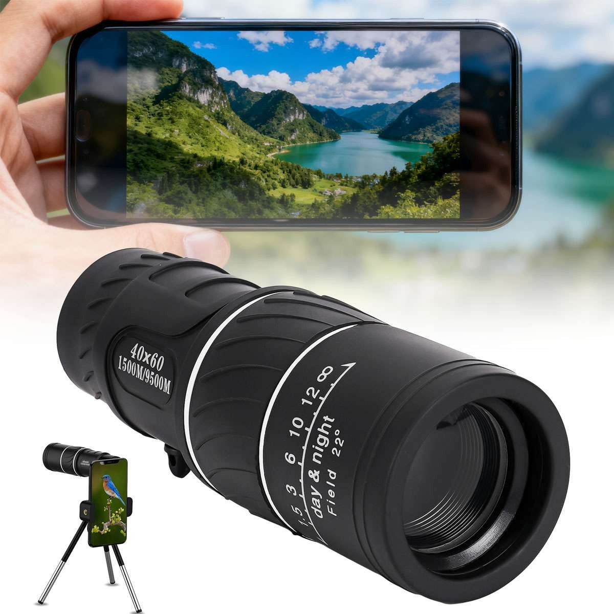 40X60 Monocular Binoculars with Night Vision BAK4 Prism High Power Waterproof US