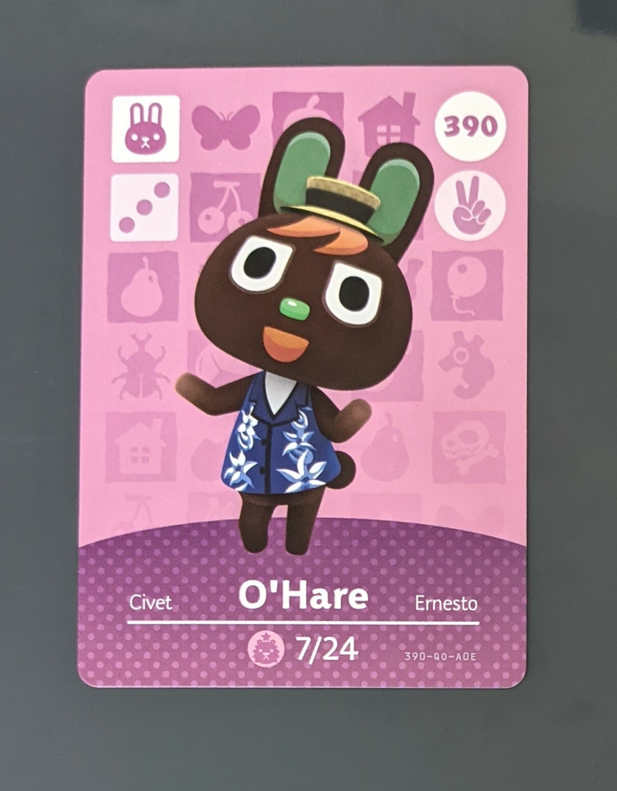 Nintendo Animal Crossing amiibo Card - #390 O'Hare Smug Rabbit (series 4)