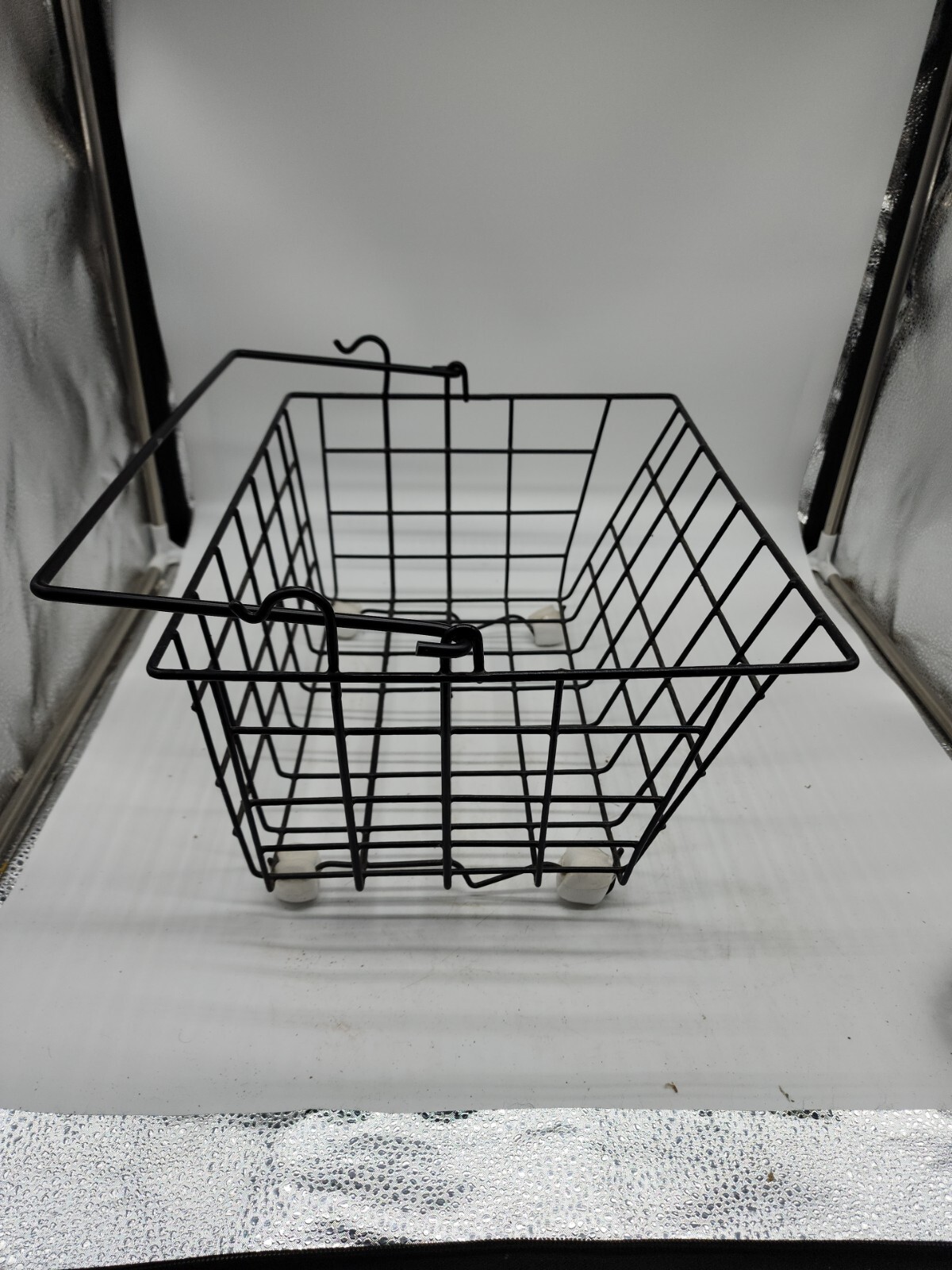 Metal Black  Basket With Handle 15" X 12" X 7.5