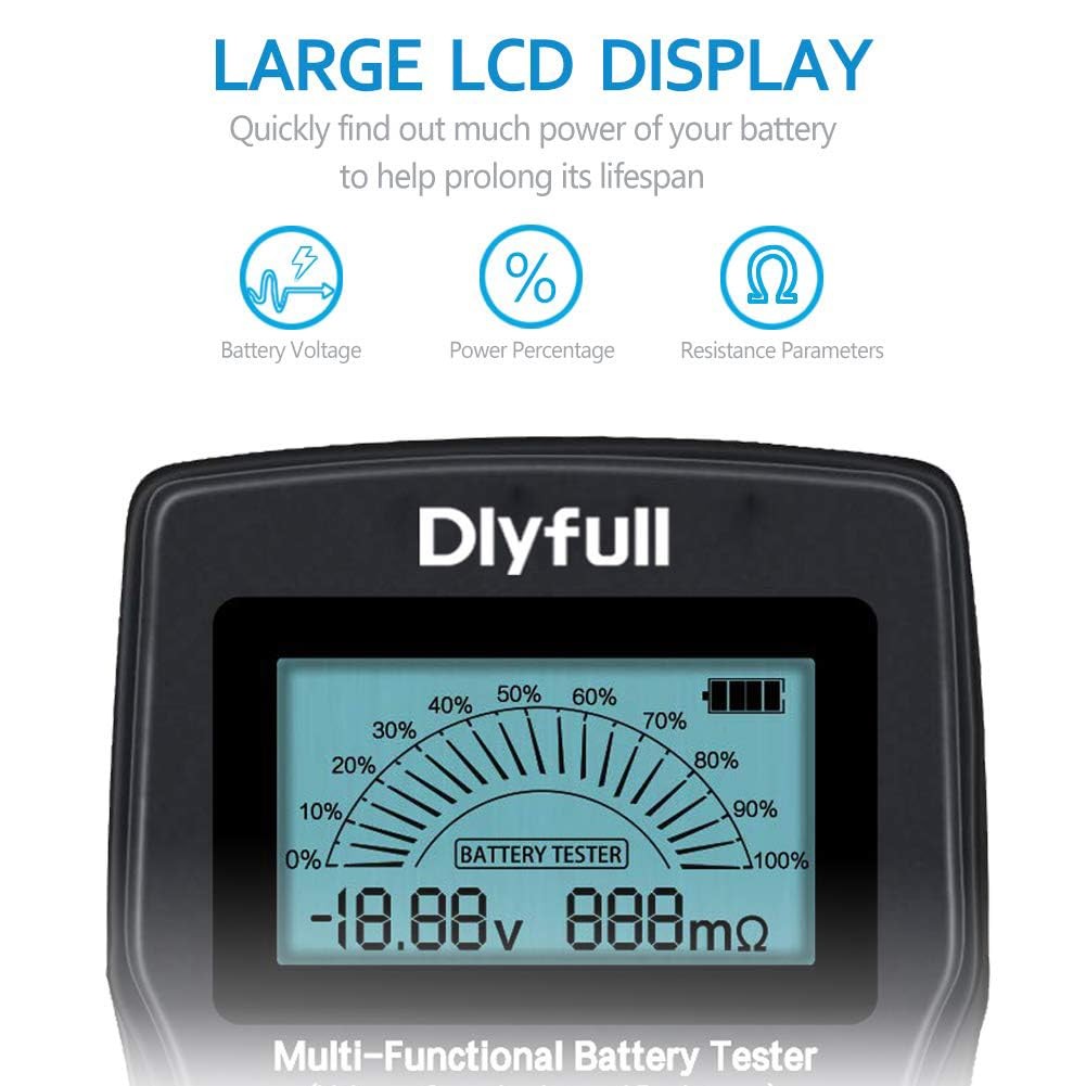 Dlyfull Universal Battery Tester with LCD Display, Small Digital Red, Black
