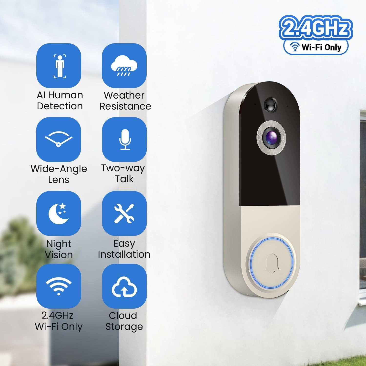 Wireless WiFi Video Doorbell Smart Phone Door Ring Intercom Security Camera Bell