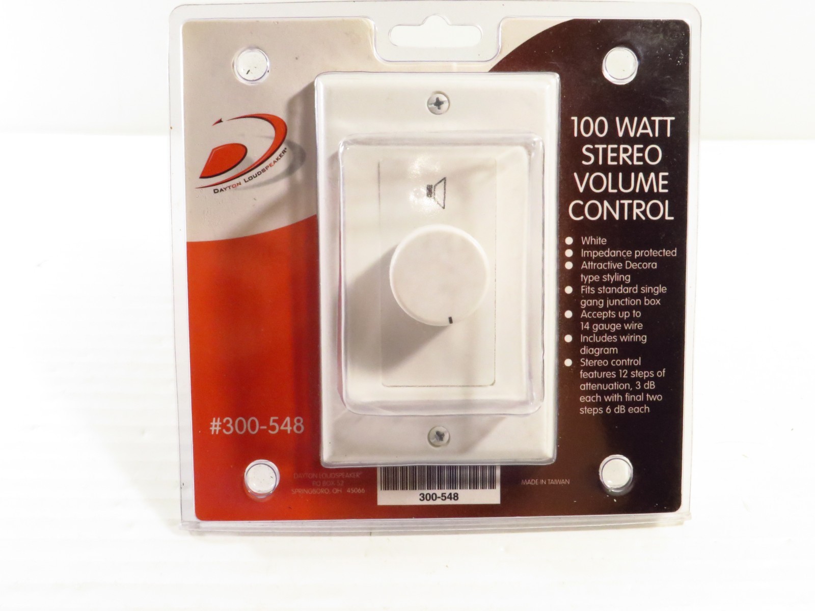 DAYTON #300-548 DLS HOME AUDIO WHITE 100-WATT STEREO VOLUME CONTROL, NEW SEALED