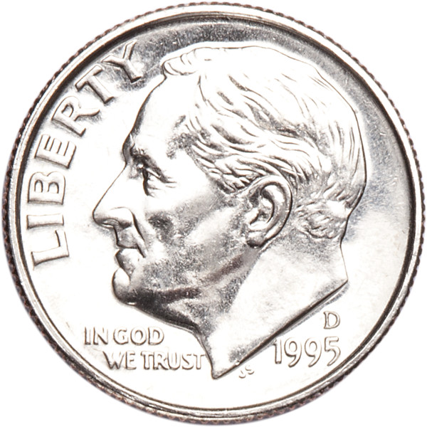 1995 D ROOSEVELT DIME BRILLIANT UNCIRCULATED FROM OBW ROLL