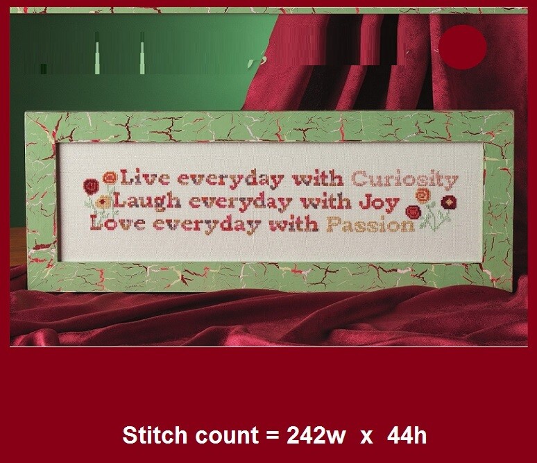 CURIOSITY,JOY,PASSION  -  CROSS STITCH PATTERN ONLY  HM - REY