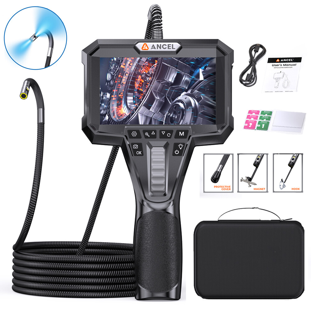 ANCEL AN302 210 Degree Articulating Industrial Endoscope Dual Camera Borescope