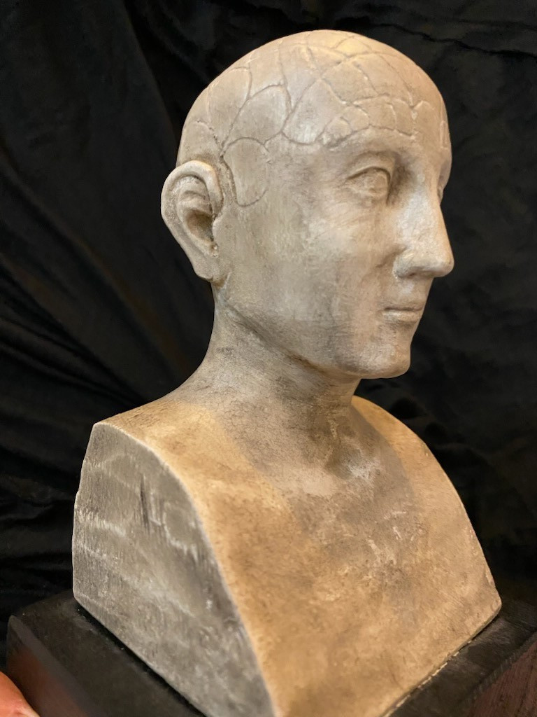 Hand Carved Wooden Phrenology Head – Folk Art Medical Curiosity – Display Piece