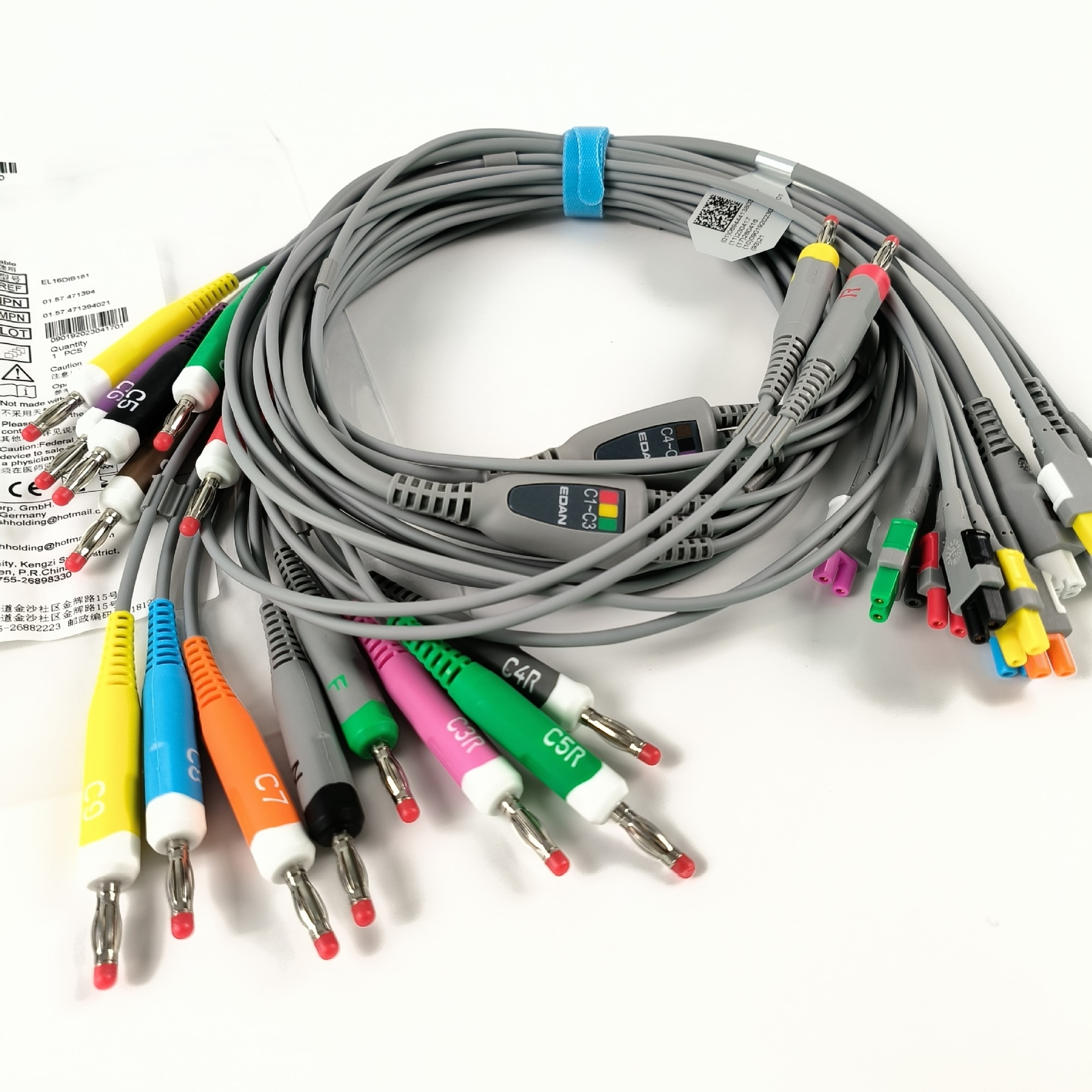 Electrocardiogram Monitor Lead Wire 16 IEC 18 leads 4mm  01.7.471394016 For EDAN