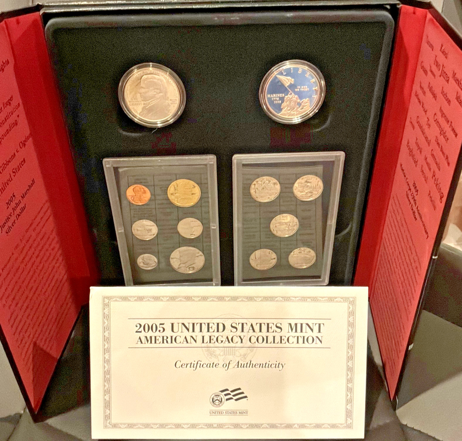 2005 US Mint American Legacy Collection Complete OGP COA 2 Silver Dollars Set