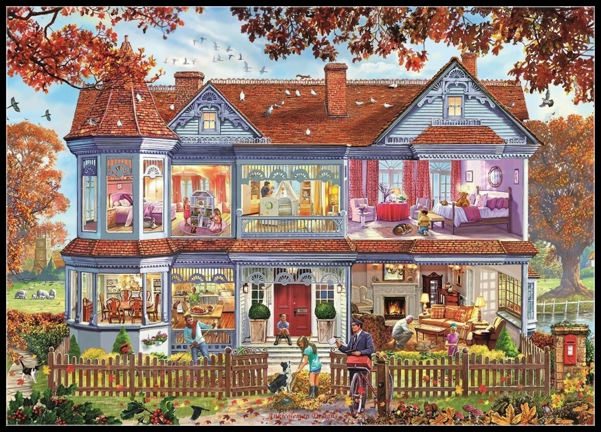 Autumn House - Chart Counted Cross Stitch Patterns Needlework DIY DMC Color