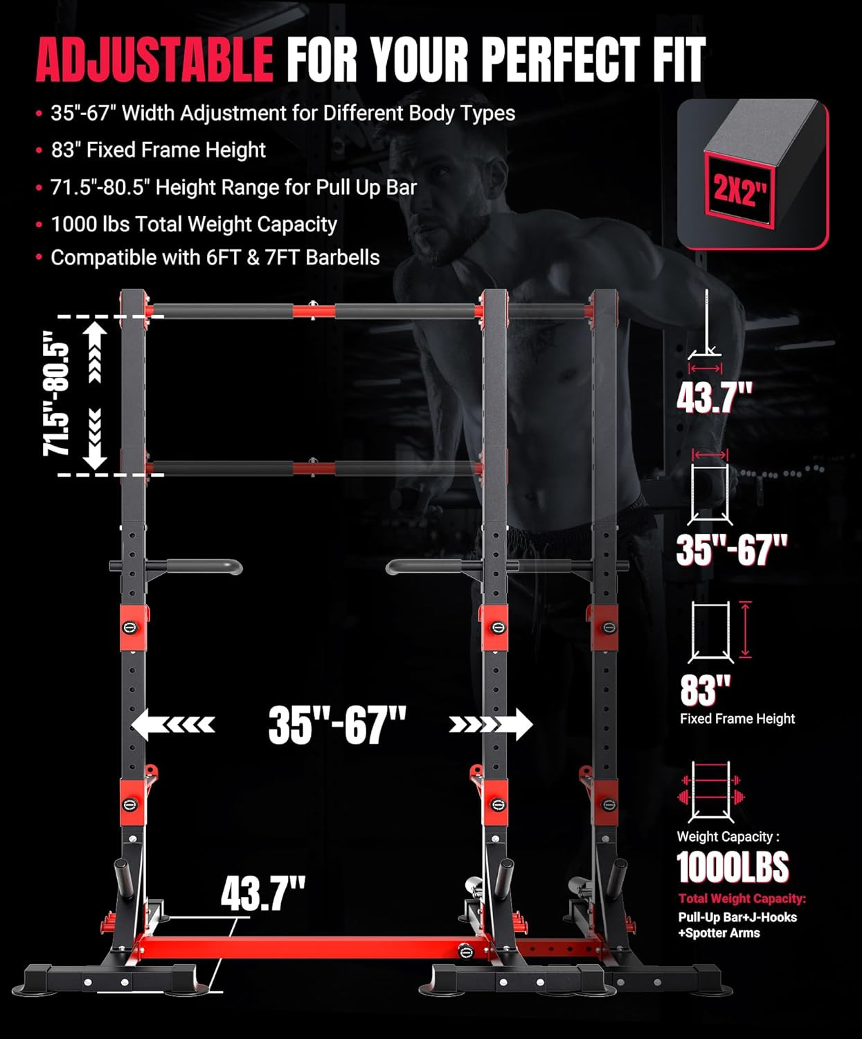 YOLEO Smith Machine & Squat Rack Combo, Multi-Functional Power Racks with Adjust