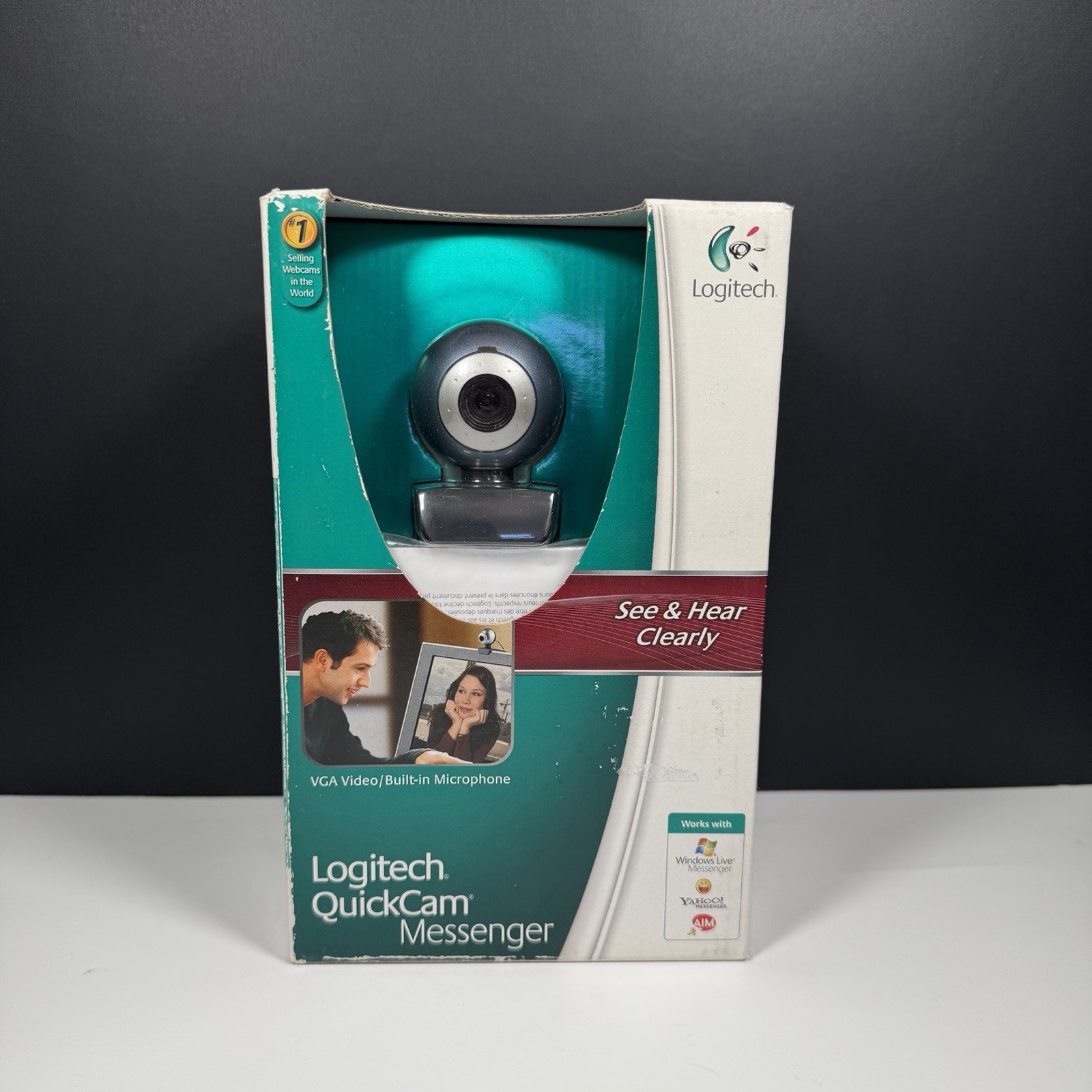 NOS 2007 Logitech QuickCam Messenger Computer Laptop Webcam SHELF WEAR BOX