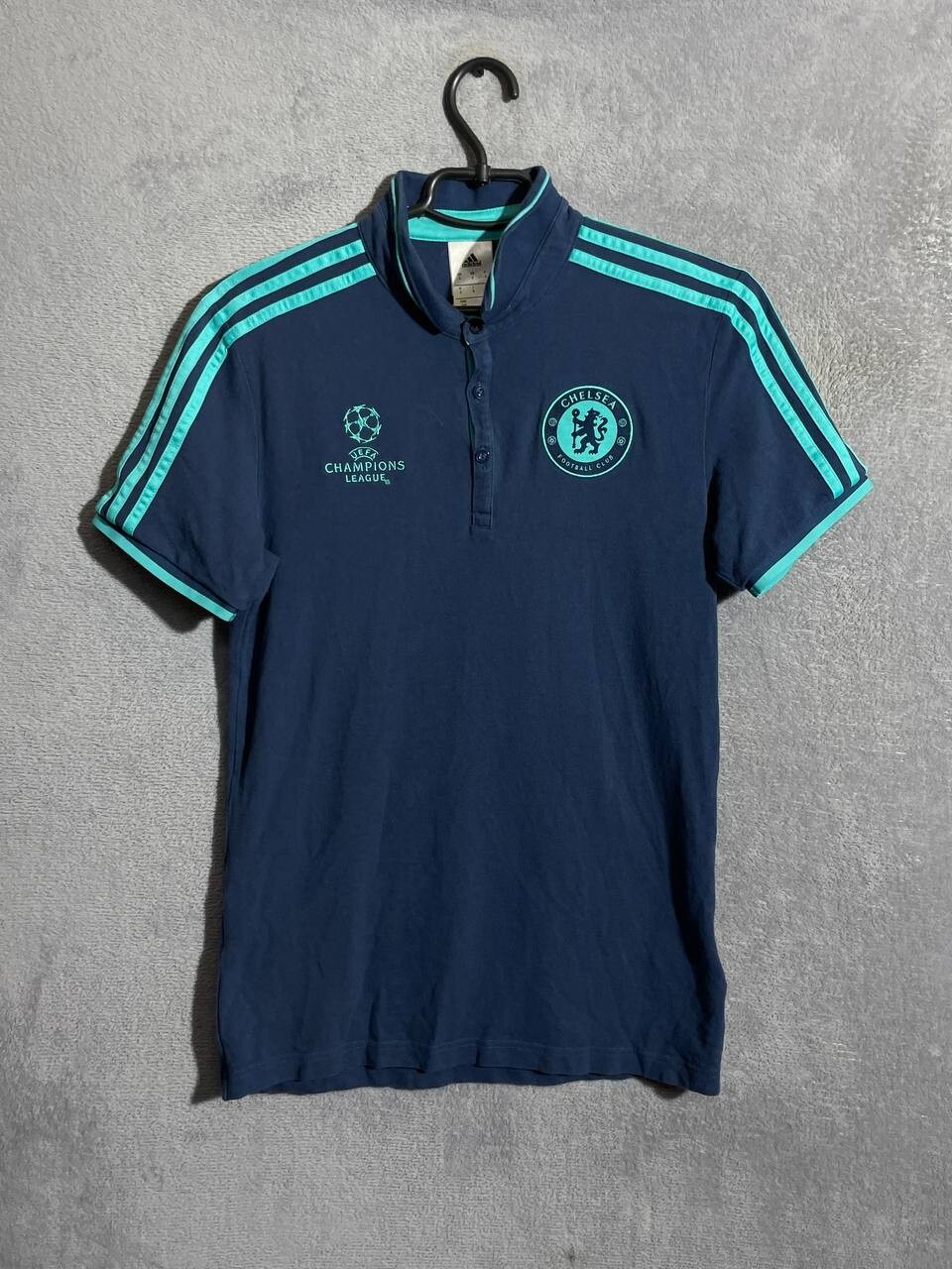 Chelsea Training Jersey Football Polo Shirt UCL Adidas Cotton Mens Size S