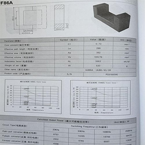 1pair UF86A Ultra Large U Shape Power Transformer ferrite core