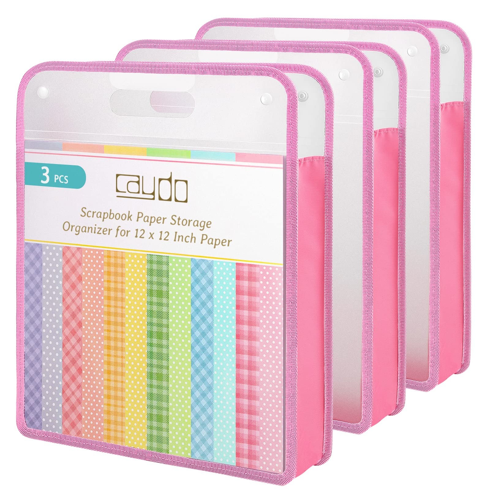 Caydo Scrapbook Paper Storage Organizer, 13.15 x 2.95 x 15.75 inches, Pink