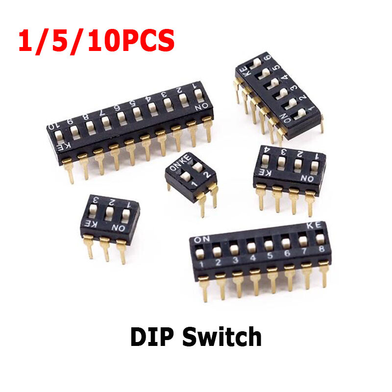 Black DIP Switch 1/2/3/4/5/6/7/8/10 Positions 2.54mm Pitch - For Breadboards PCB