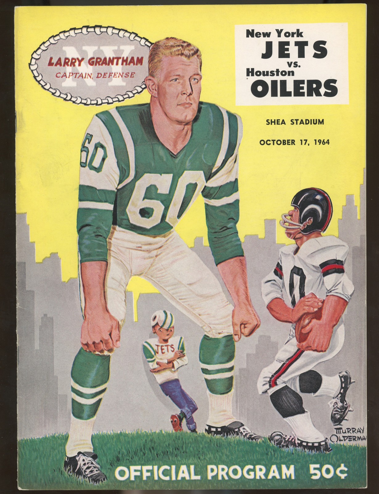 10/17/64 Houston Oilers vs. New York Jets AFL Program • clean inside and out
