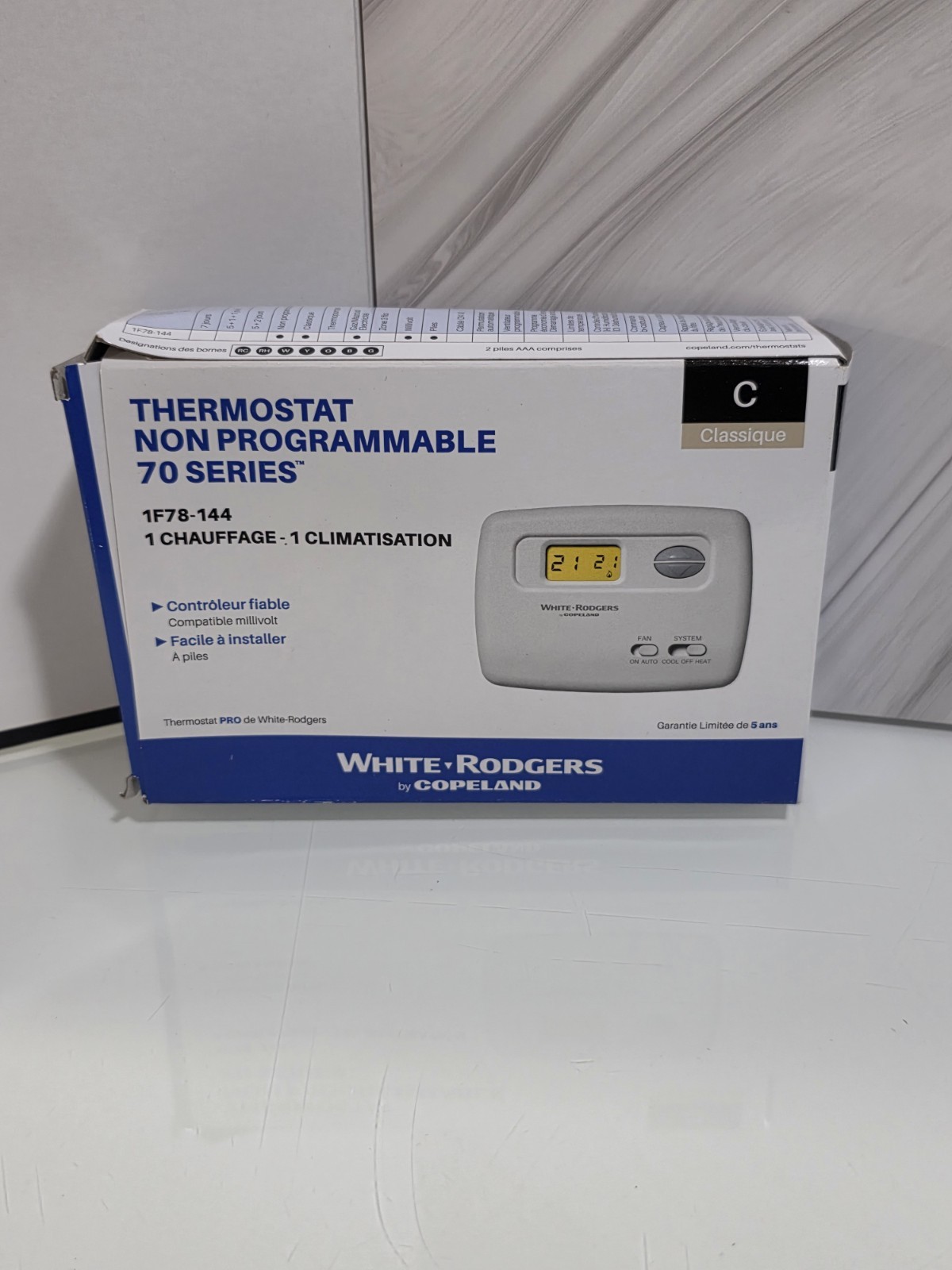 White Rodgers 1F78-144 Non-Programmable Thermostat 70 Series Heat/Cool New