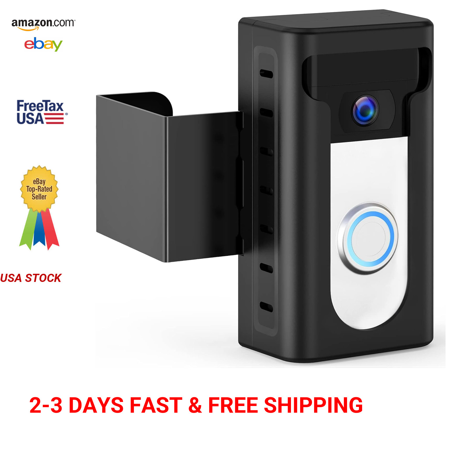 Anti-Theft Video Doorbell Mount Adjustable No-Drill Bracket Wedge for Home