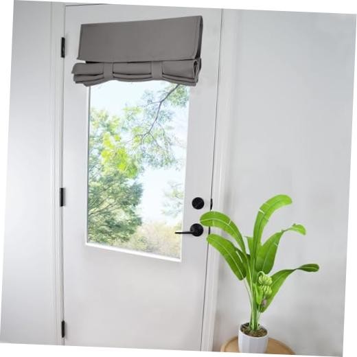 Privacy Blackout Tie Up French Door Curtain. 25"W x 40"L (Pack of 1) Dark Gray