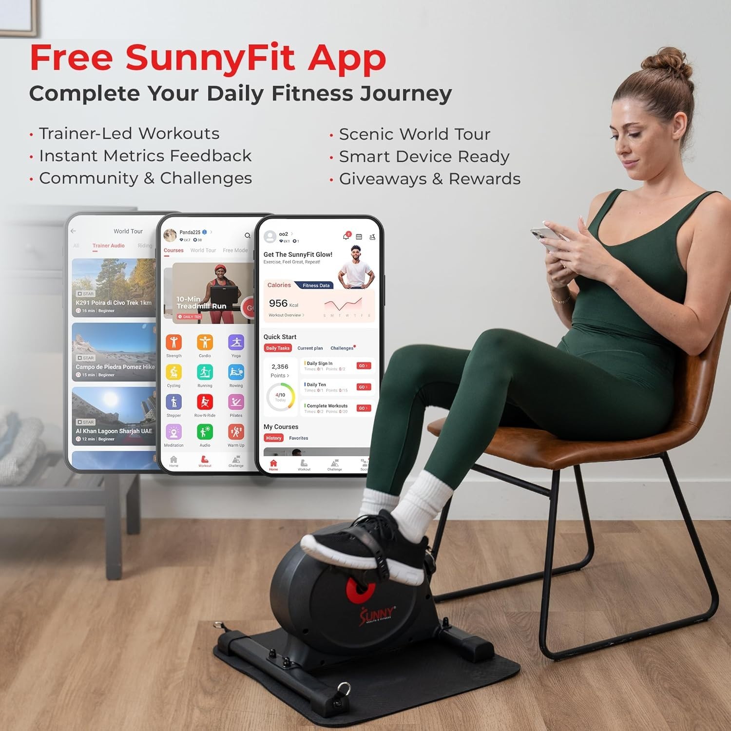 Low-Impact Cardio Cycling Machine for Home/Office - Includes Workout Bands