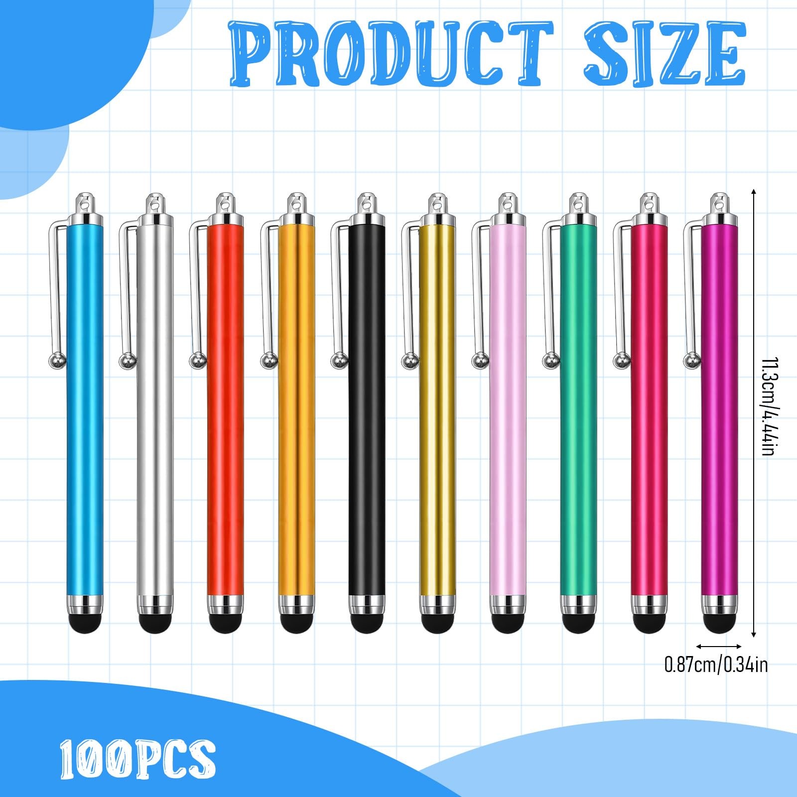100 Pieces Stylus Pen for Touchscreen Universal Capacitive Touch Screen Pens ...