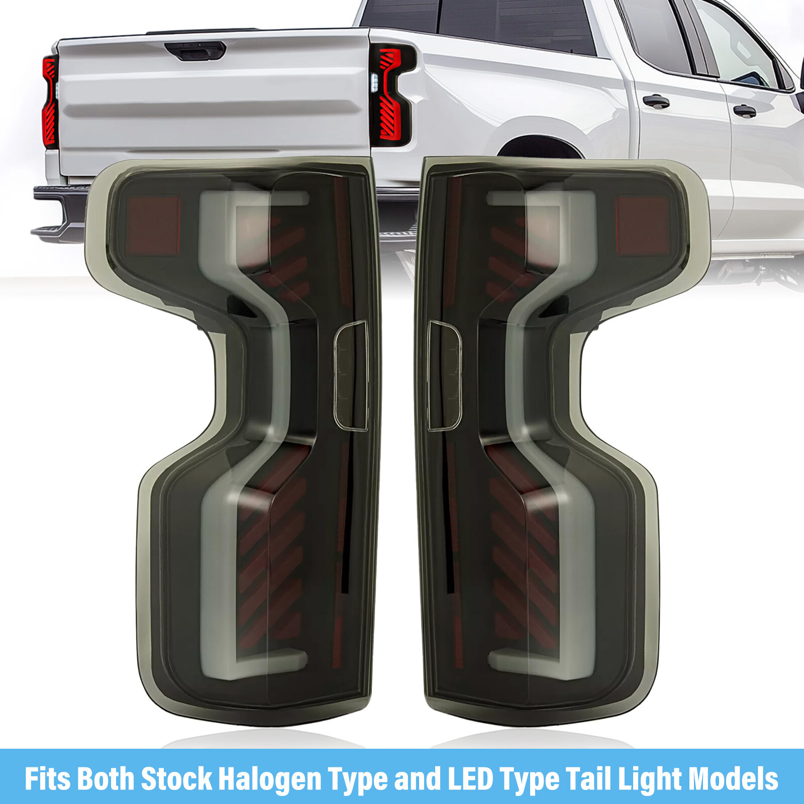 Smoke Lens LED Tube Tail Light For Chevrolet Silverado 1500 2500HD 3500HD 19-23