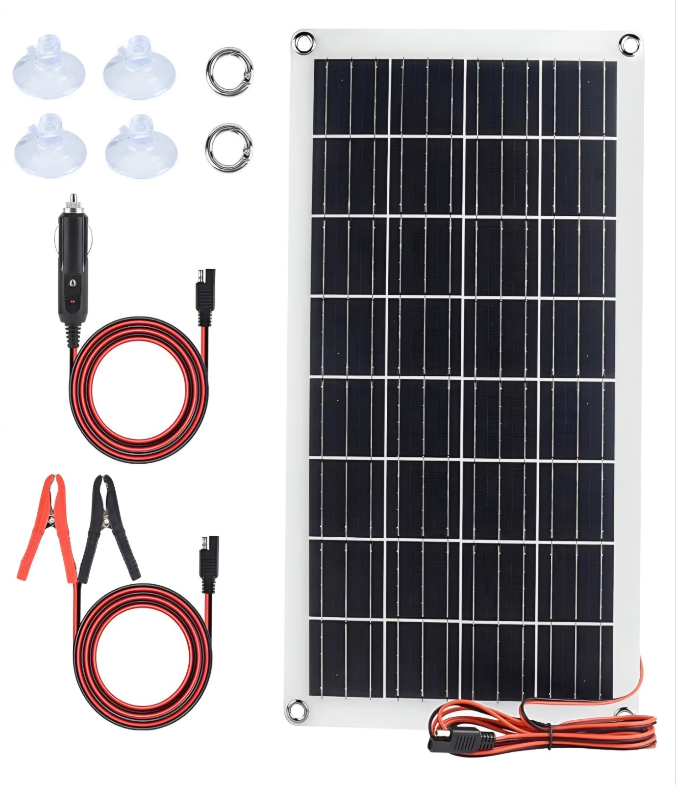 20W Solar Battery Charger 12V Maintainer, 3 Stage, w/ Clips & Plug – Car RV Boat