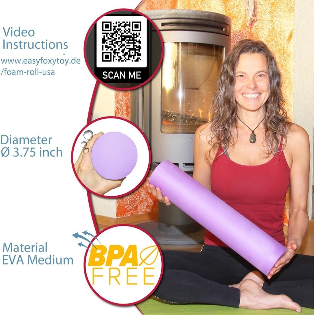 Personal Massage Roller - 4″ Medium-Hard EVA Foam for Effective Pain Management