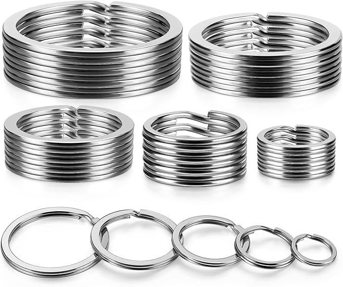 "Key Rings Stainless Steel Assortment Heavy Duty Split Keyring Loops, In 5 Small