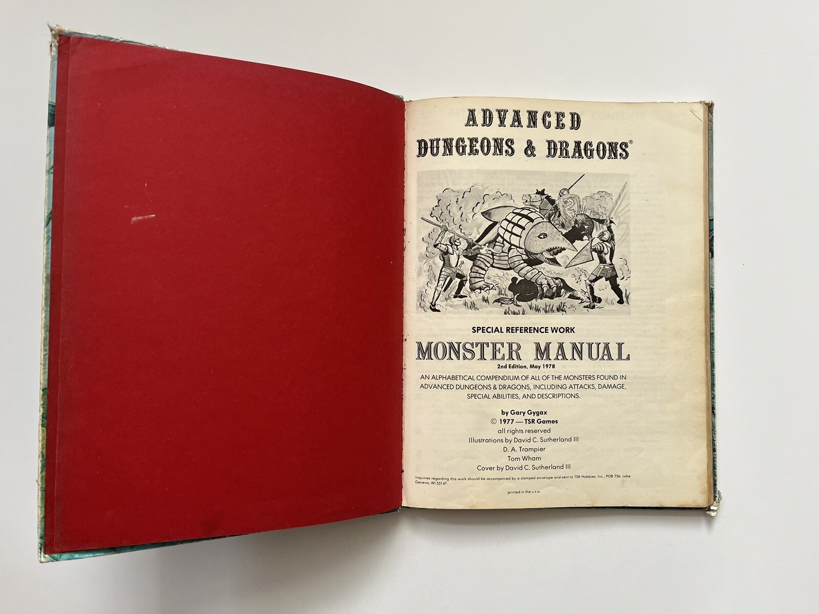 Advanced Dungeons & Dragons Monster Manual Hardback TSR 1978