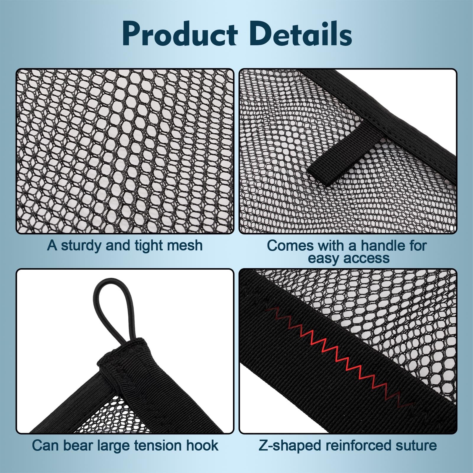 2 Pack Small Cargo Net Pocket Storage Mesh Netting Organizer with 8 PCS Mount...