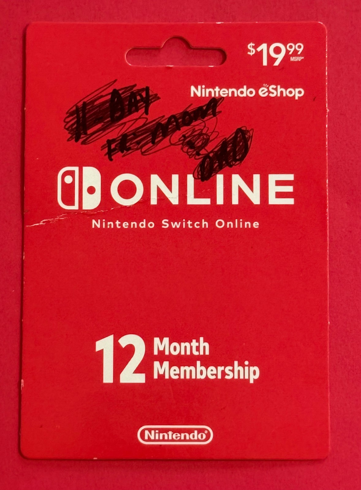 Nintendo Switch Online 12 Month Individual Membership - PHYSICAL CARD SHIPPED