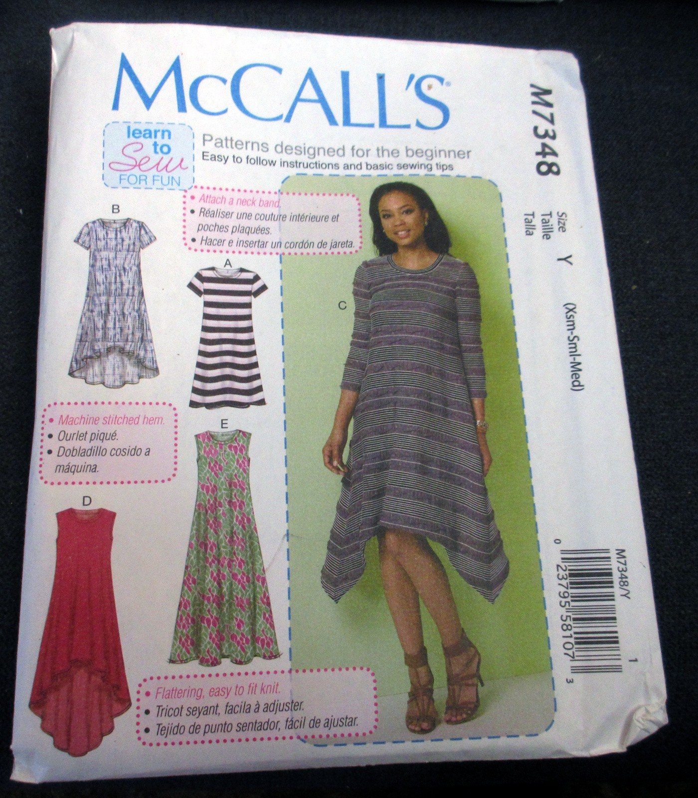 McCall's Sewing Dress Pattern "M7348 Sizes Xsm-Sml-Med - NEW