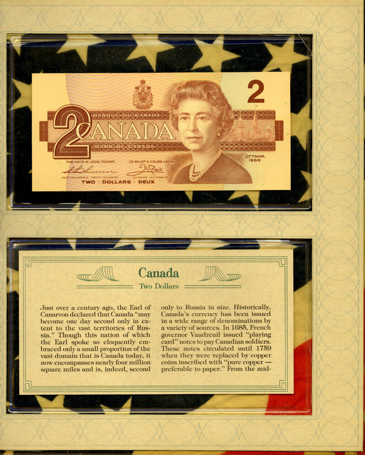 *Most Treasured Banknotes Canada 2 Dollars 1987 (1986) P-94b.2 UNC EBU8398189