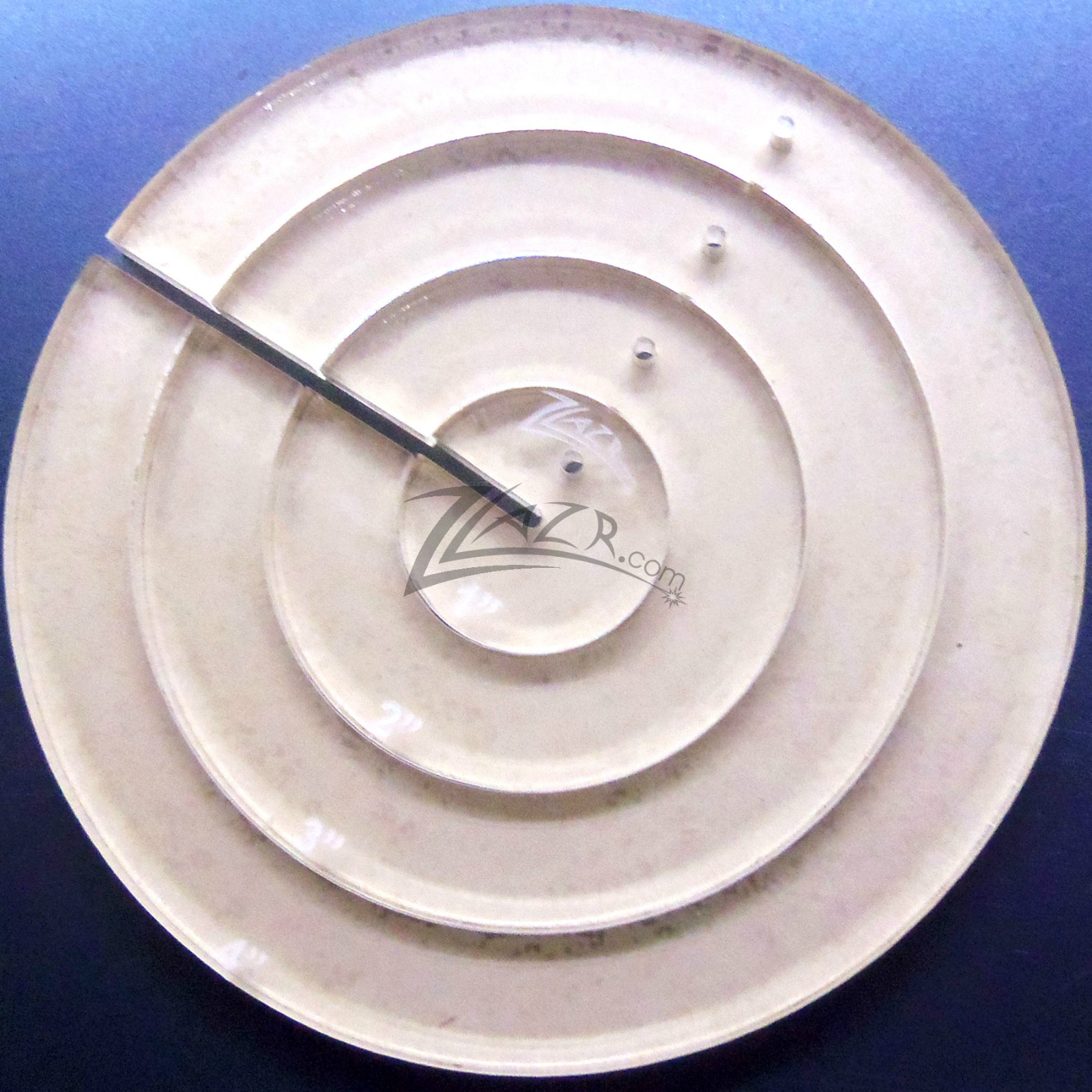 1,2,3 & 4" THICK SLOTTED Acrylic Circle Template Plastic Nested LongArm Quilting