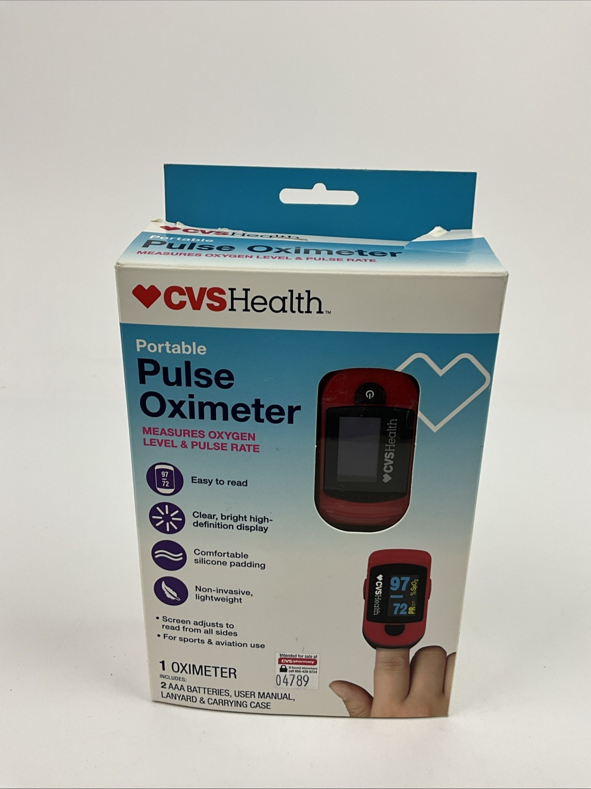 Portable Pulse Oximeter Measures Oxygen Level and Pulse Rate CVS Health new