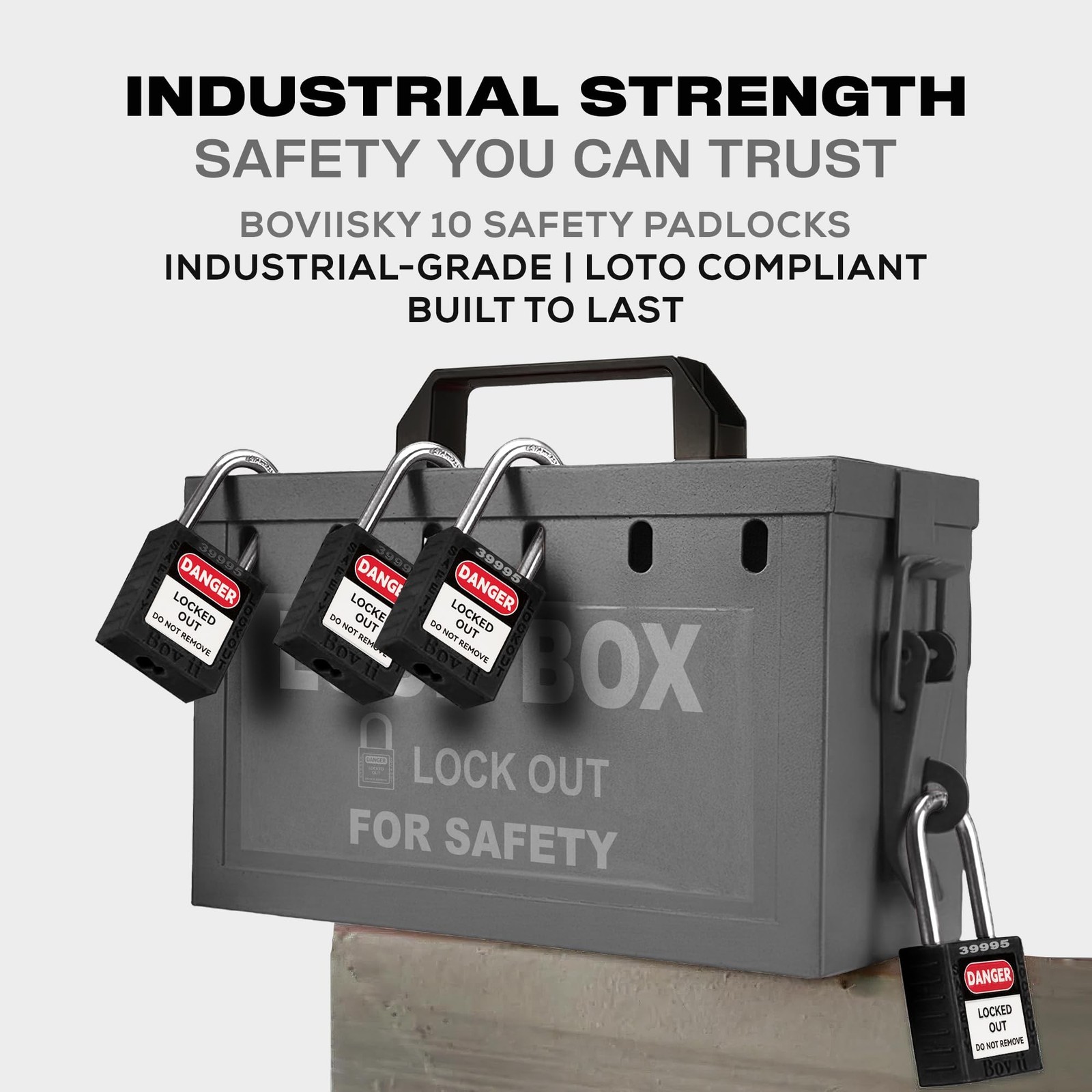 Lockout Tagout Locks Sets, 10 Black Lockout Tagout Safety Padlocks Keyed Diff...