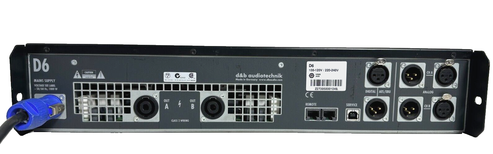D&B Audiotechnik D6 Power Amp With NL4 (One)THS